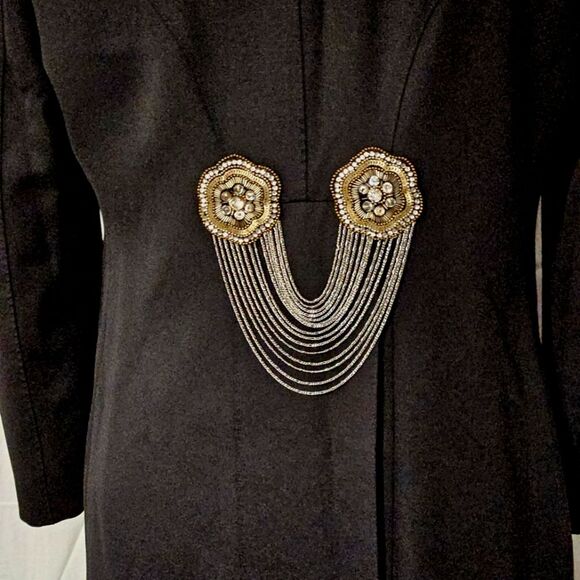 Alexander McQueen 2007 Vintage Black Wool Blend Tuxedo Style Long Coat Dress - Picture 6 of 16